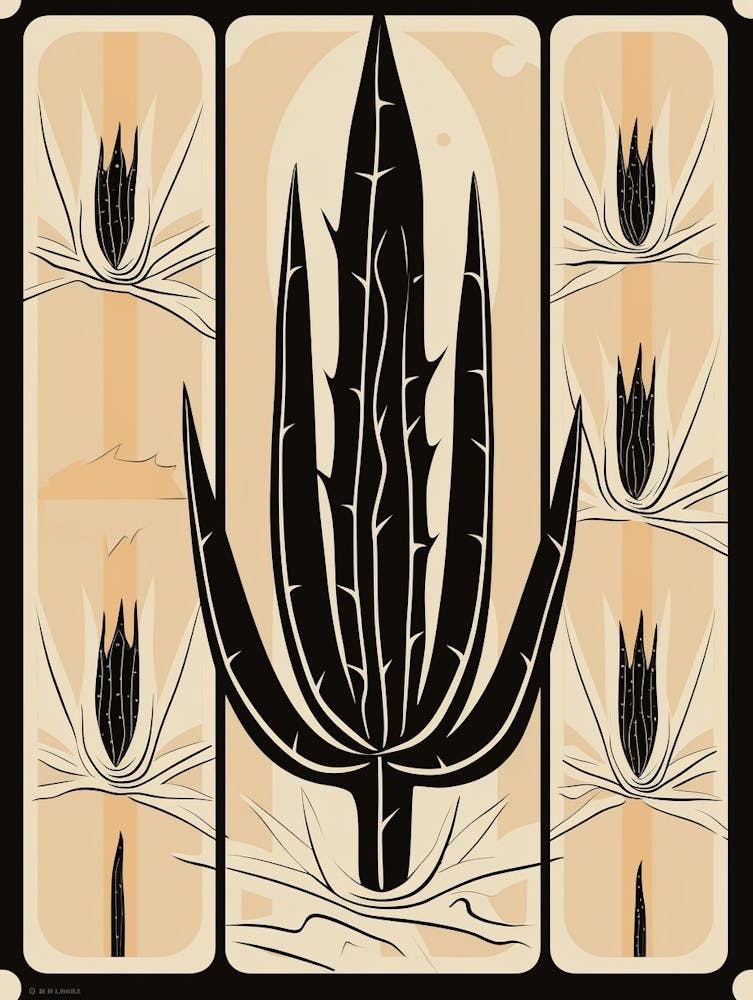 B&W Cactus Illustration Trichocereus Cactus 3