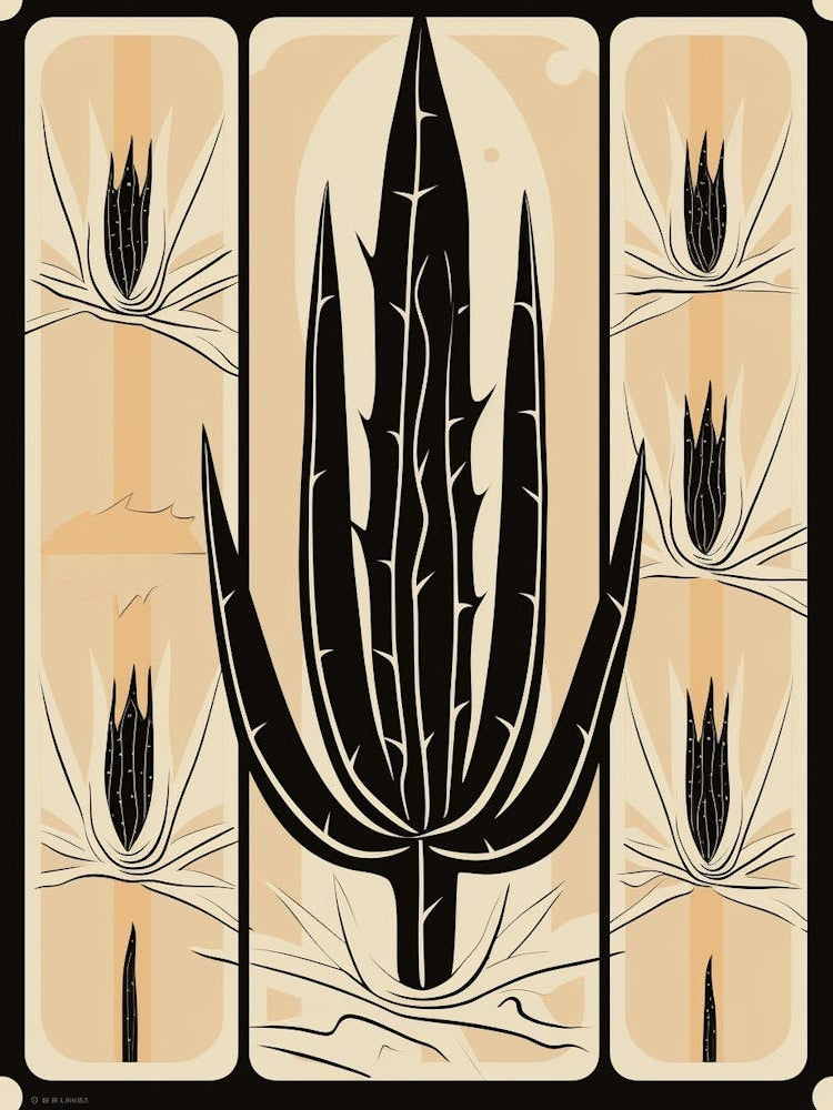 B&W Cactus Illustration Trichocereus Cactus 3