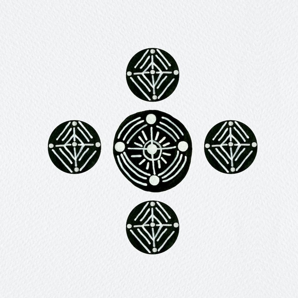 Tribal Circles 2 Geometric Black White