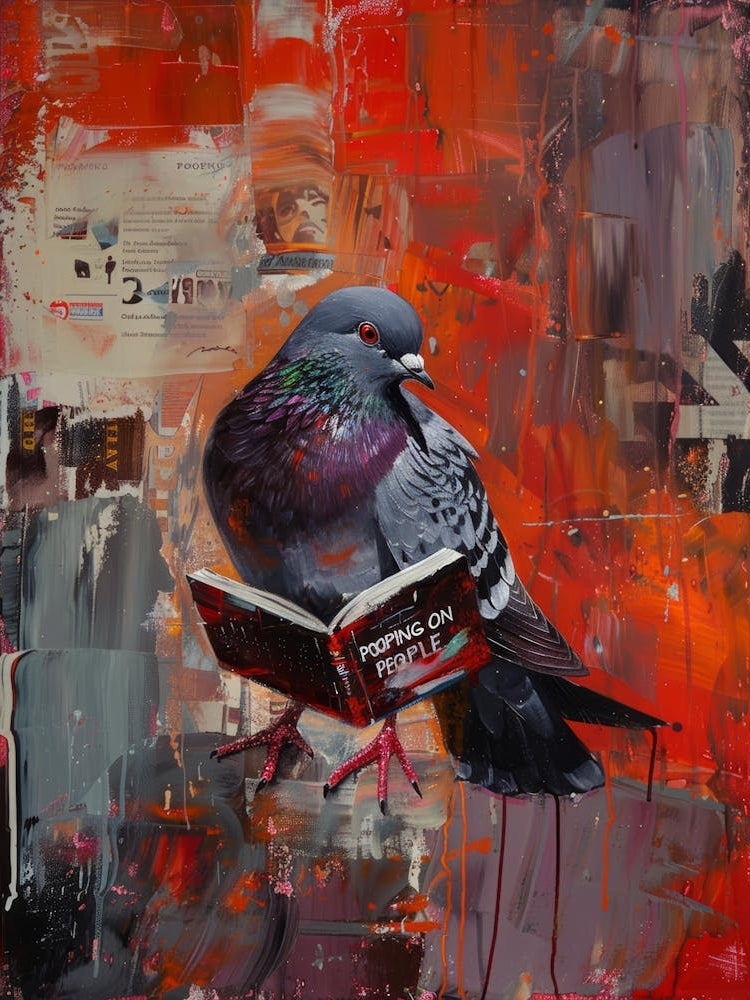 Pigeon Reading A Book "Pooping on People"