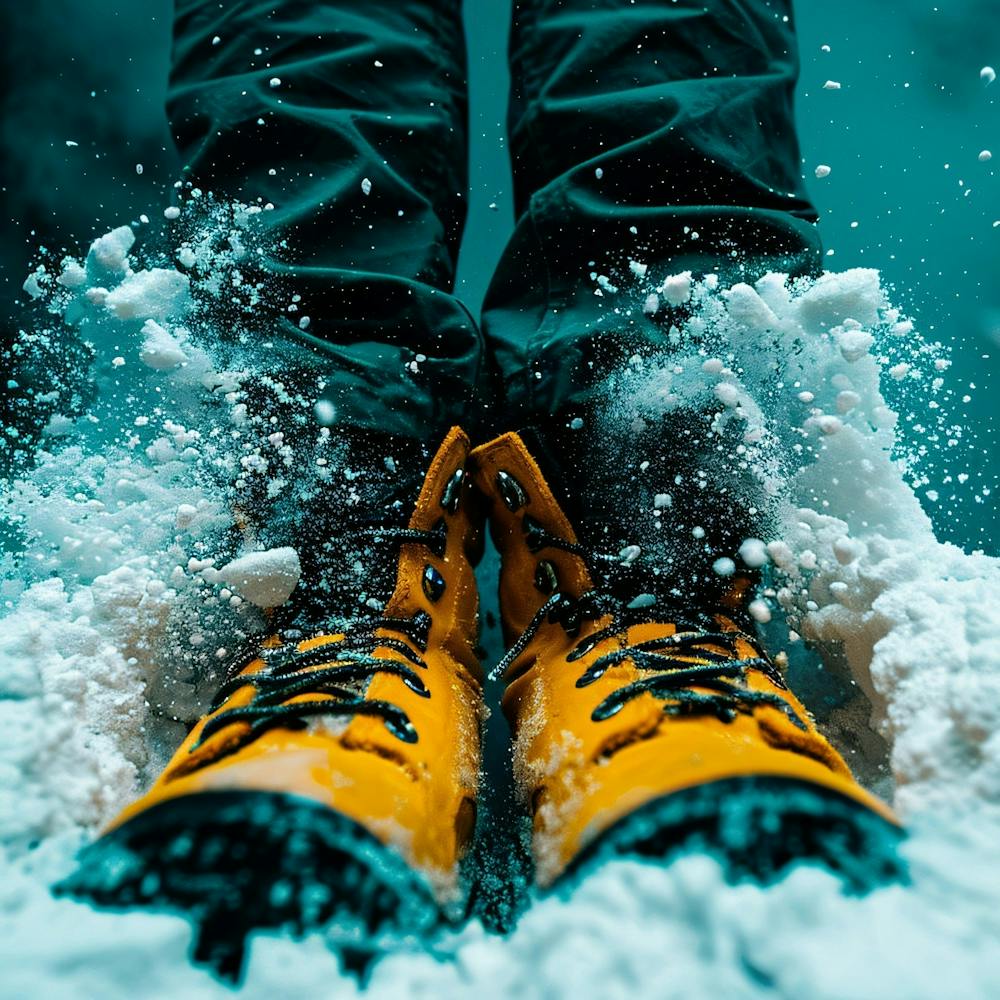 Gelbe Stiefel Im Schnee