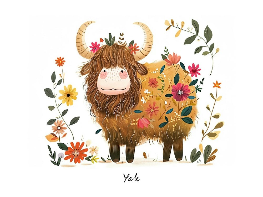 Little Floral Yak 3 Poster