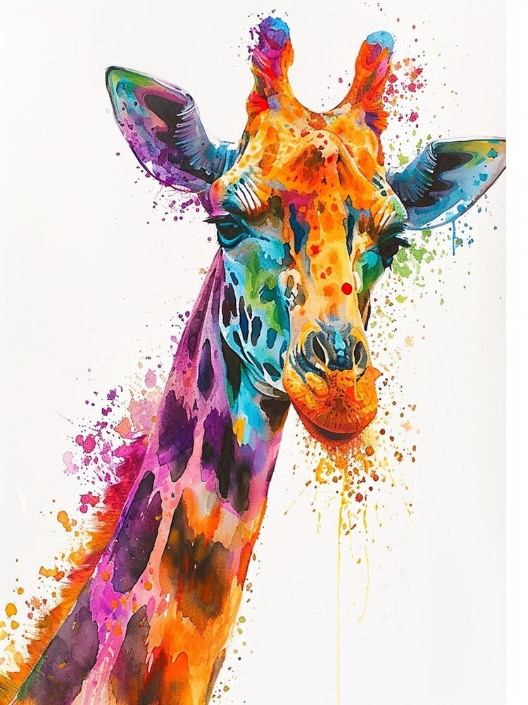 Giraffe Face Watercolour Portrait 3