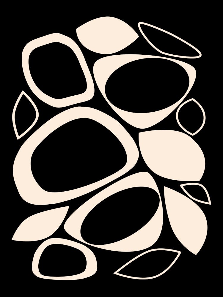 Mid Century Modern Abstract 8 Ivory and Black