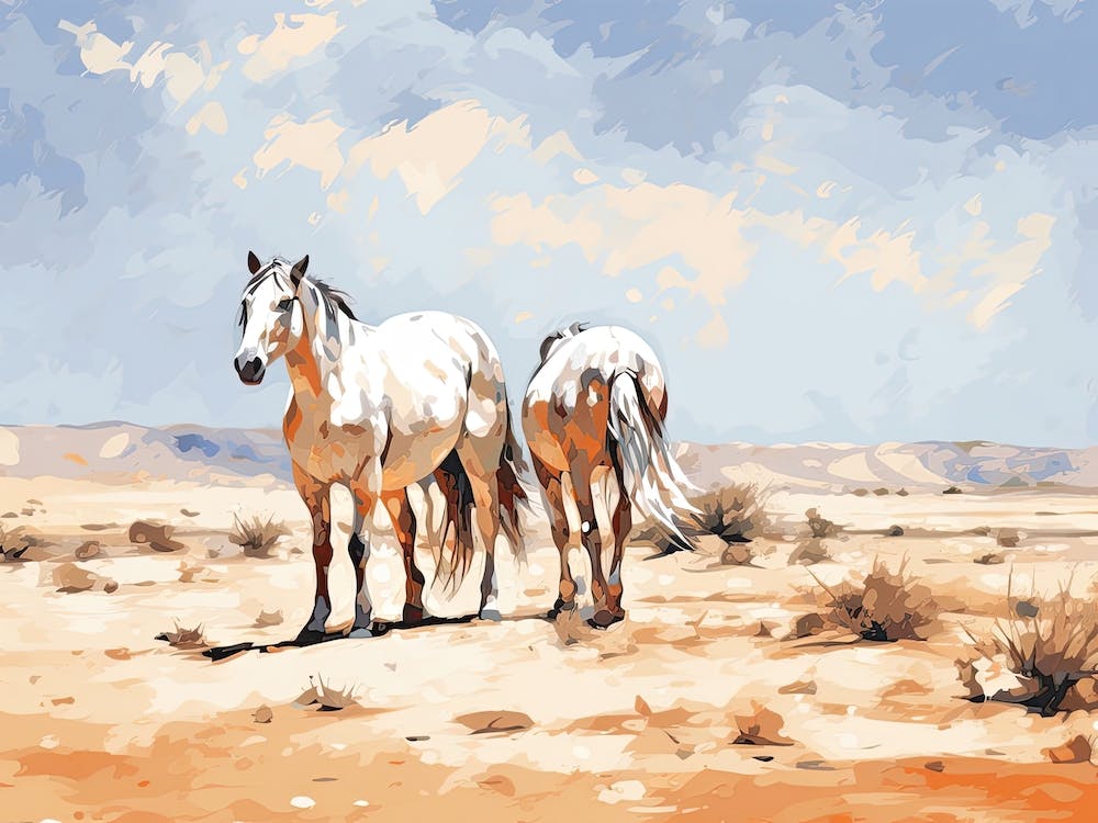 Horses Painting In Namib Desert, Namibia, Landscape 2