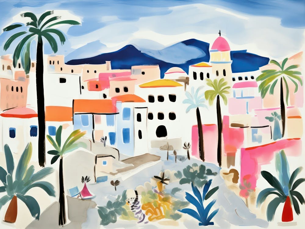 Salerno Italy Cute Watercolour Illustration 4