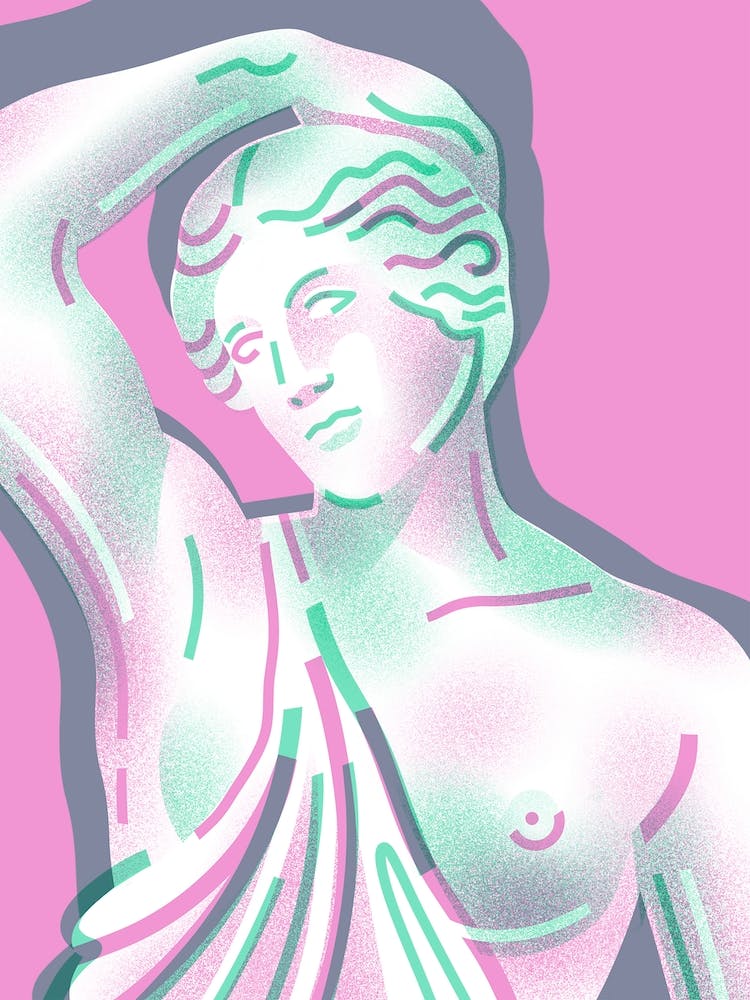 Greek Female Figure On Pink