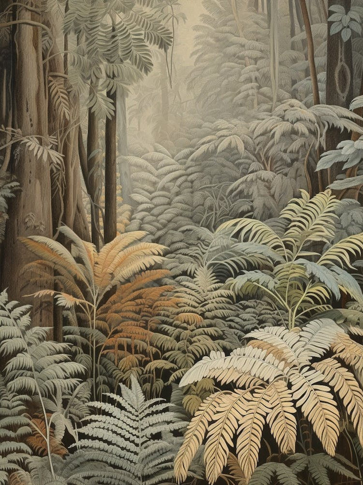 Vintage Jungle Botanical Illustration Ferns 3