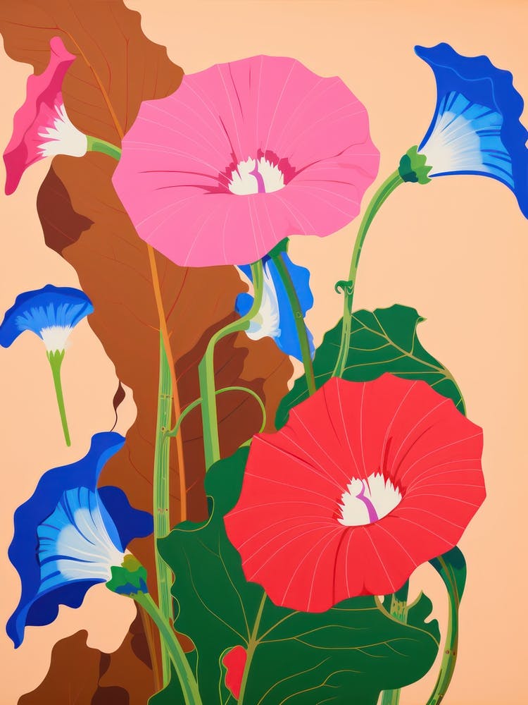 Morning Glories Flower Big Bold Illustration 1