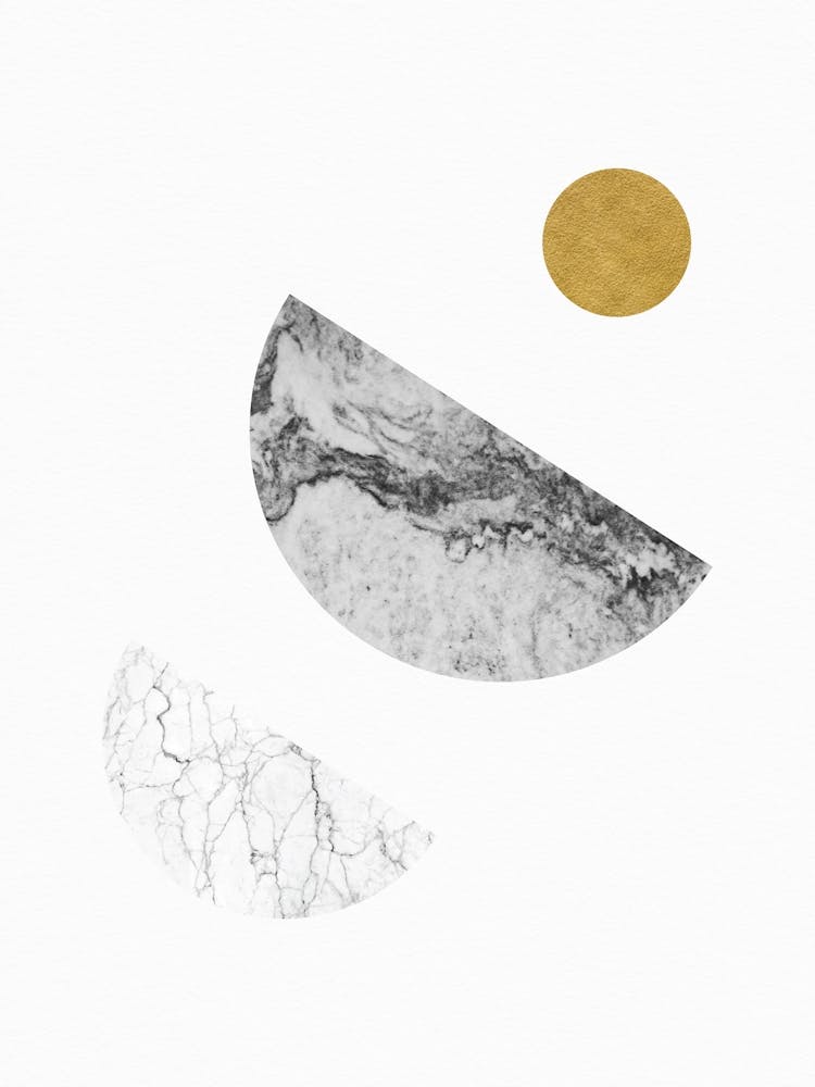 Art Abstrait Soleil et Lune Or et Marbre