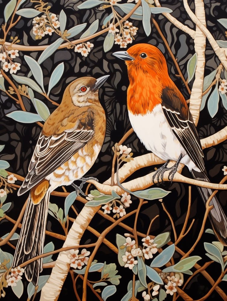 Two Birds Art Nouveau Poster 13