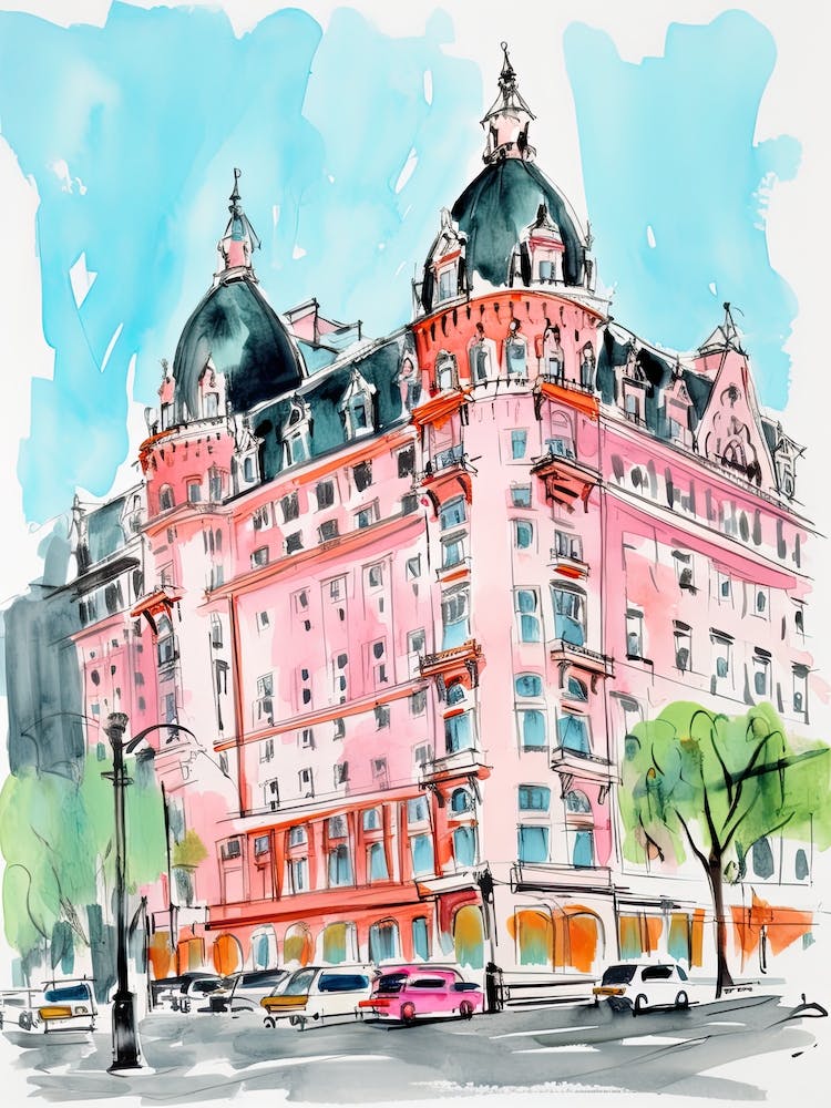 The Plaza Hotel   New York City, New York   Resort Storybook Illustration 2