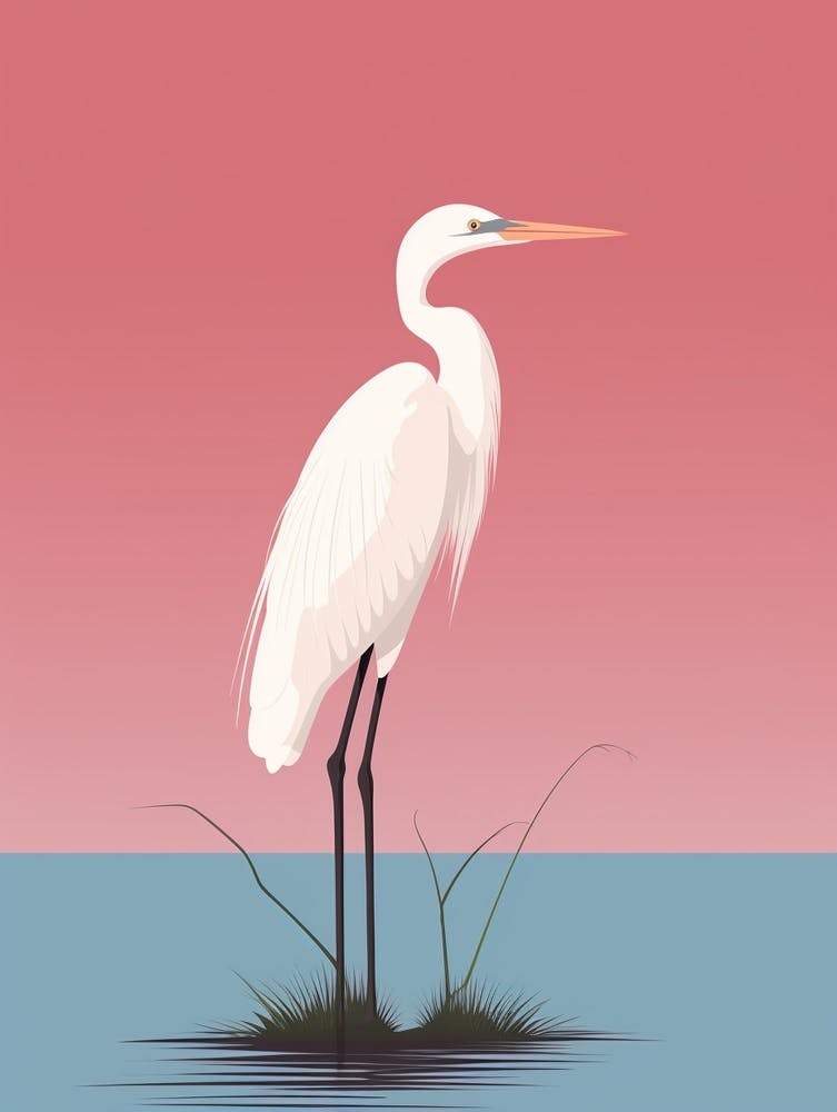 Minimalist Egret 4 Illustration