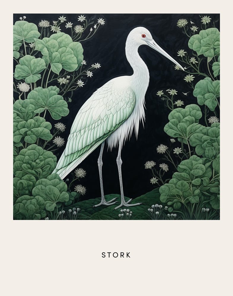 Ohara Koson Inspired Bird Painting Stork 2 Poster