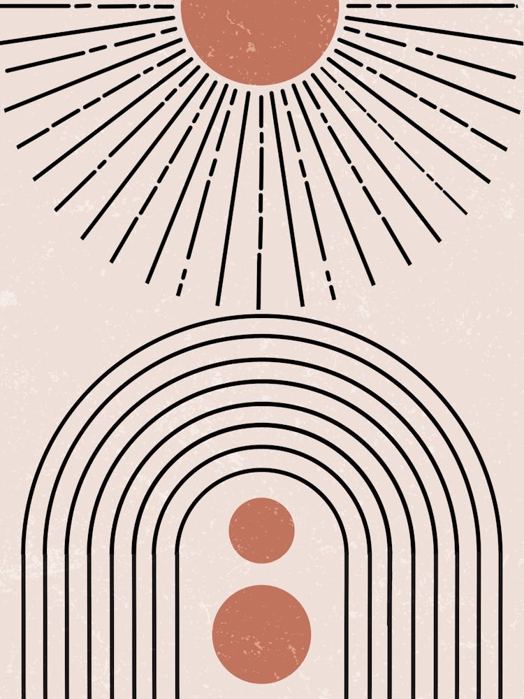 Minimalist Design Abstract Sun Rays Concentric Arches