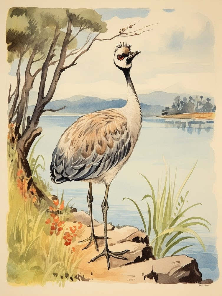 Storybook Animal Watercolour Crane 1