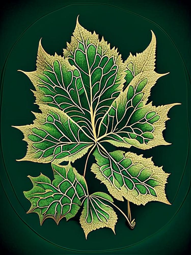 Siberian Ginseng Leaf Vintage Botanical 2