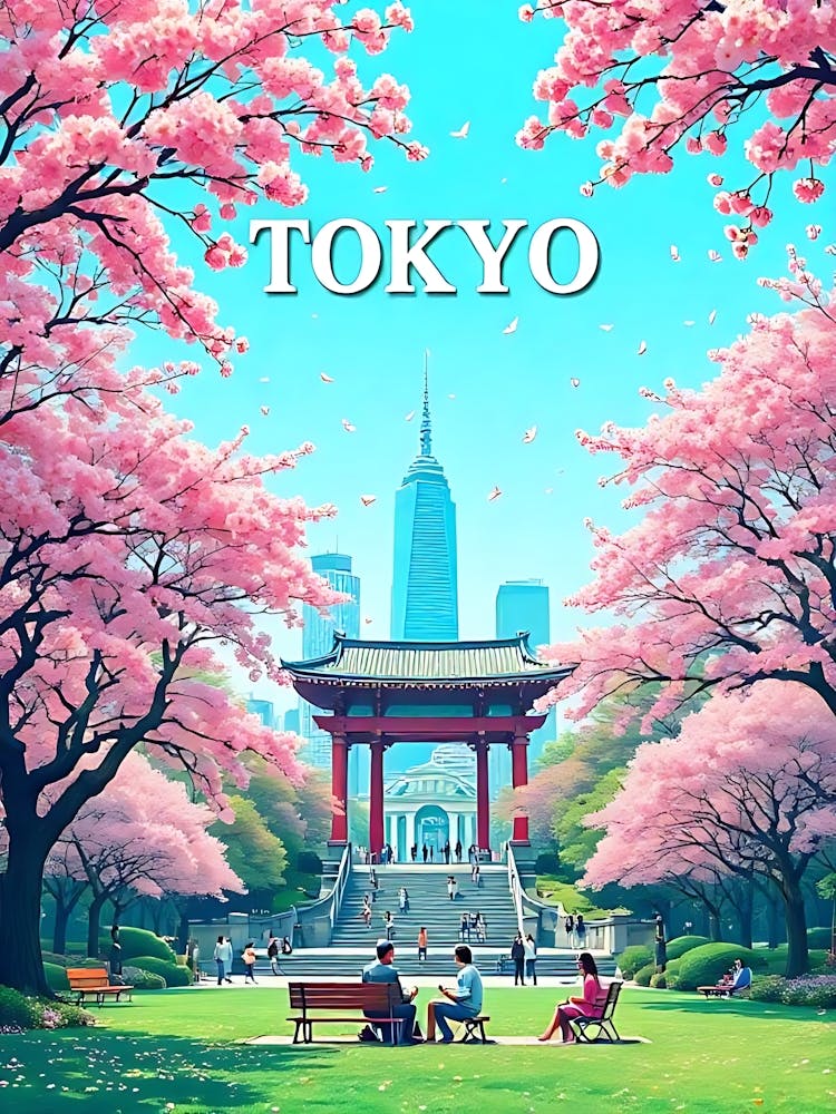 Tokyo Japan Vintage Digital Travel Poster 27