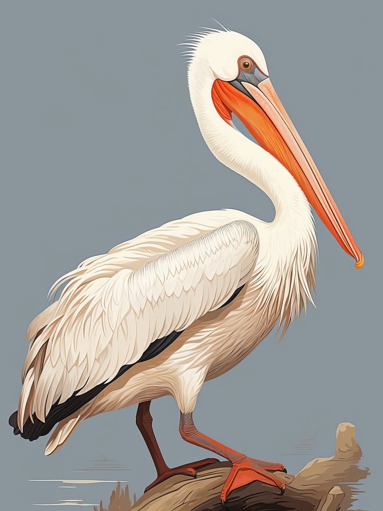 Pelican Animal Drawing In The Style Of Ukiyo E 3