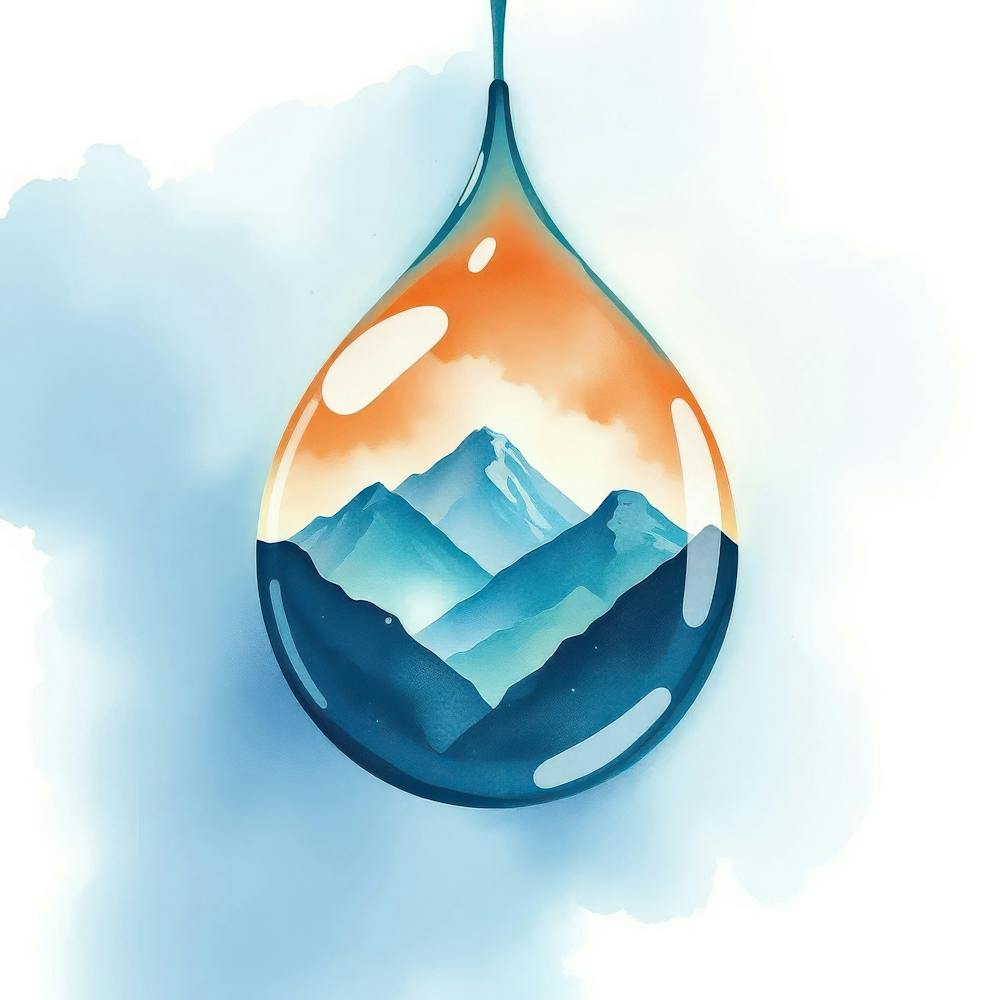 Water Drop With Mountains 1