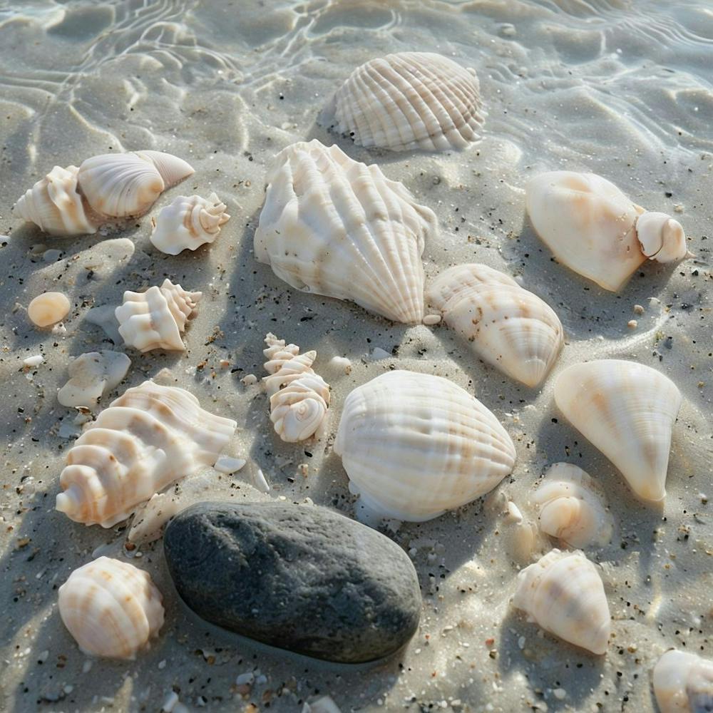 Assortment Of Seashells On Sandy Ocean Floor