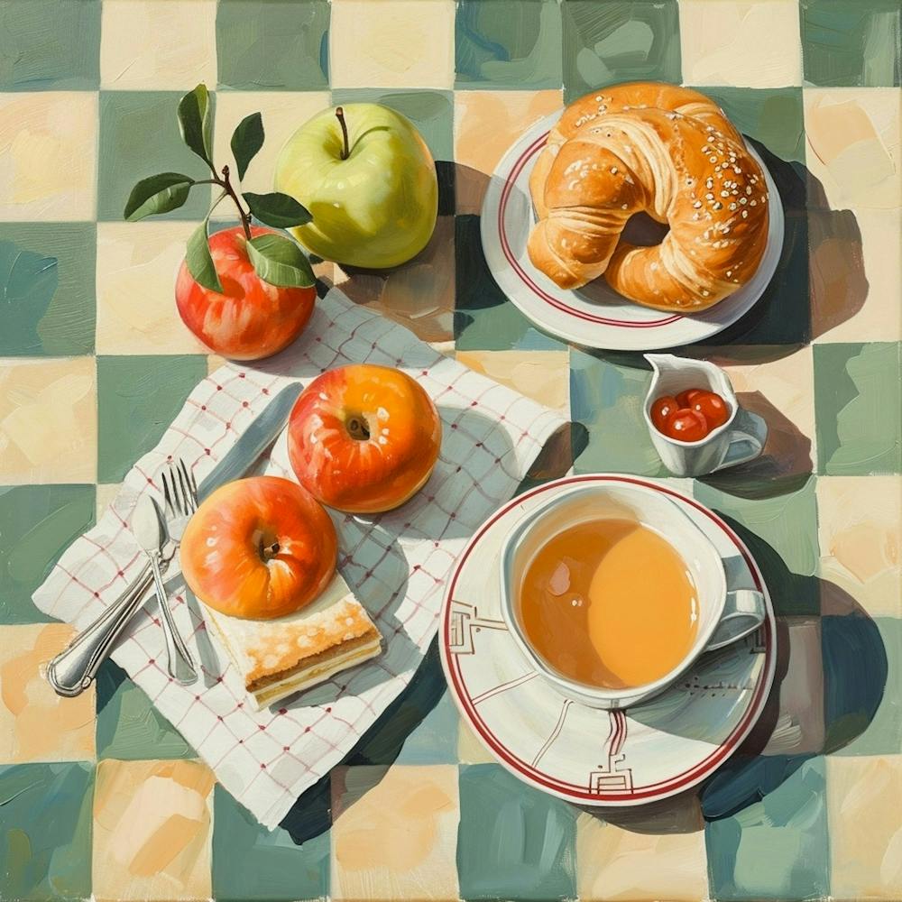 Continental Breakfast Pastel Checkerboard 1