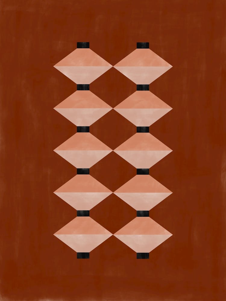 Geometric Diamond Shapes on Red Background Poster