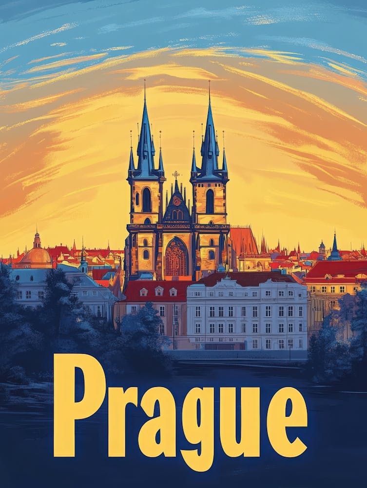 Aihrgdesign A Retro Travel Poster For Prague 3