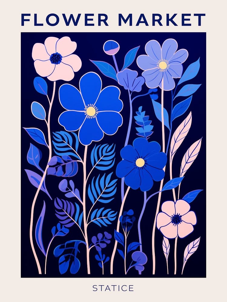 Blue Flower Market Poster Statice 2