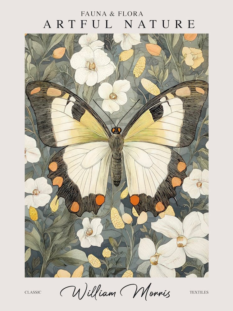 William Morris Butterfly White Flowers Exhibition