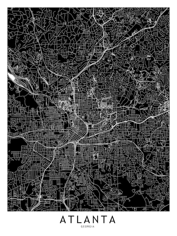 Atlanta Black And White Map