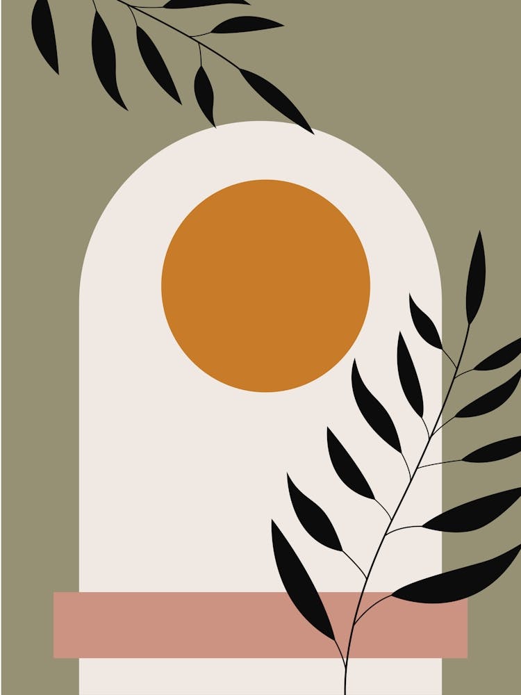 Boho Abstract Wall Scandi Botanical Terracota Beige Green Abstract B