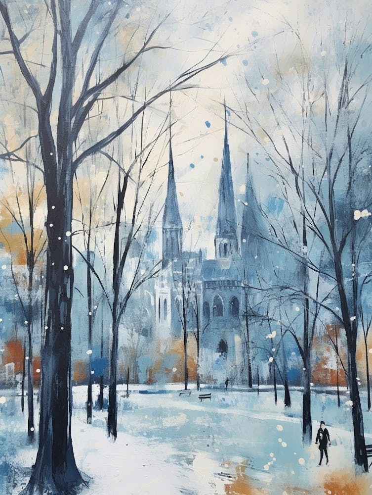 Winter City Park Painting Castle Park Bristol 1