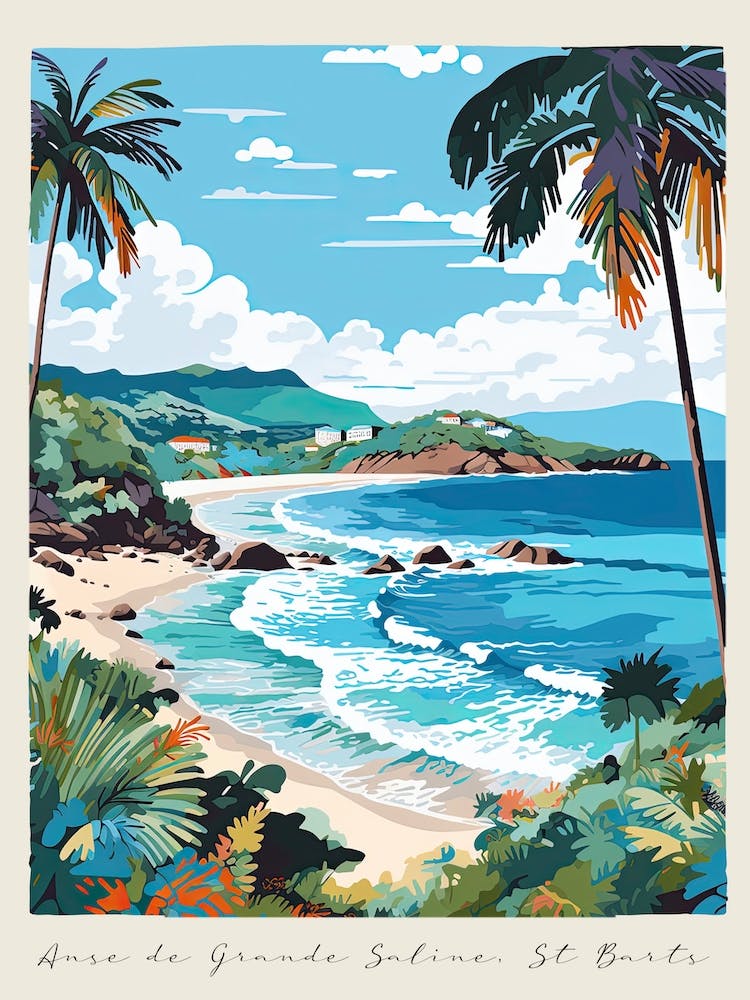 Poster Of Anse De Grande Saline St Barts, Matisse And Rousseau Style 1
