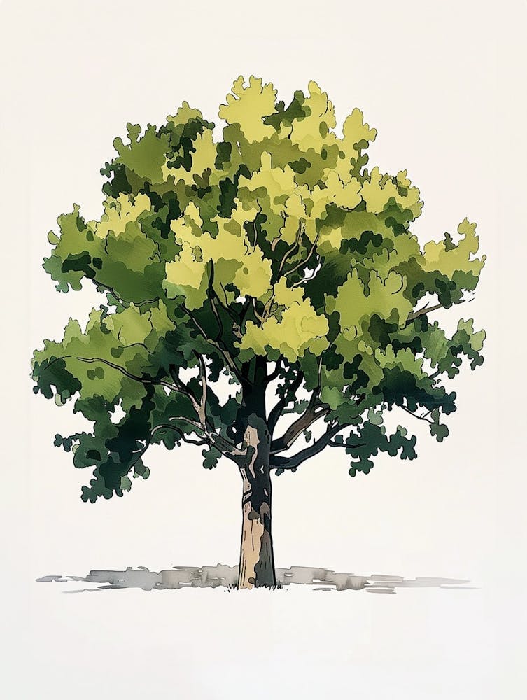 Oak Tree Pixel Illustration 2
