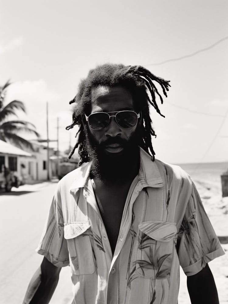Portrait Of A Man In Jamaica, Black And White Analogue Photograph 2