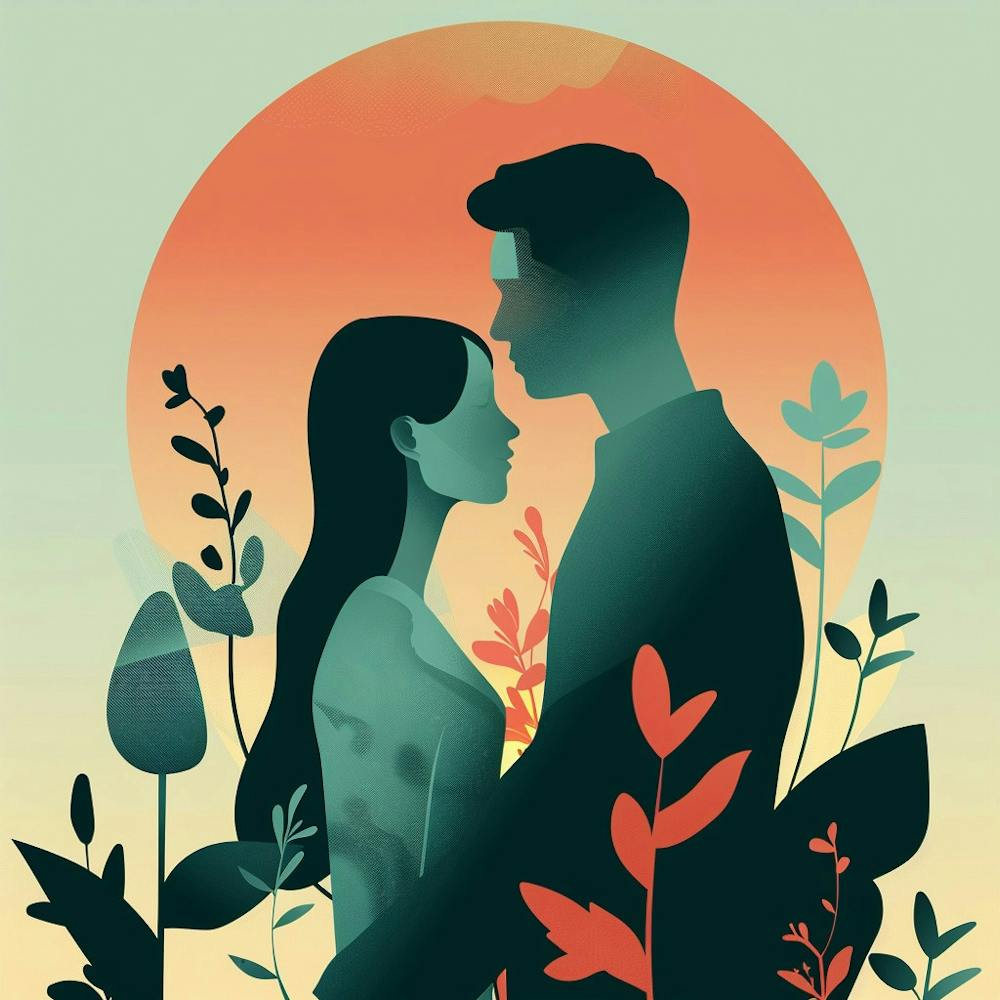 Couple In Love At Sunset