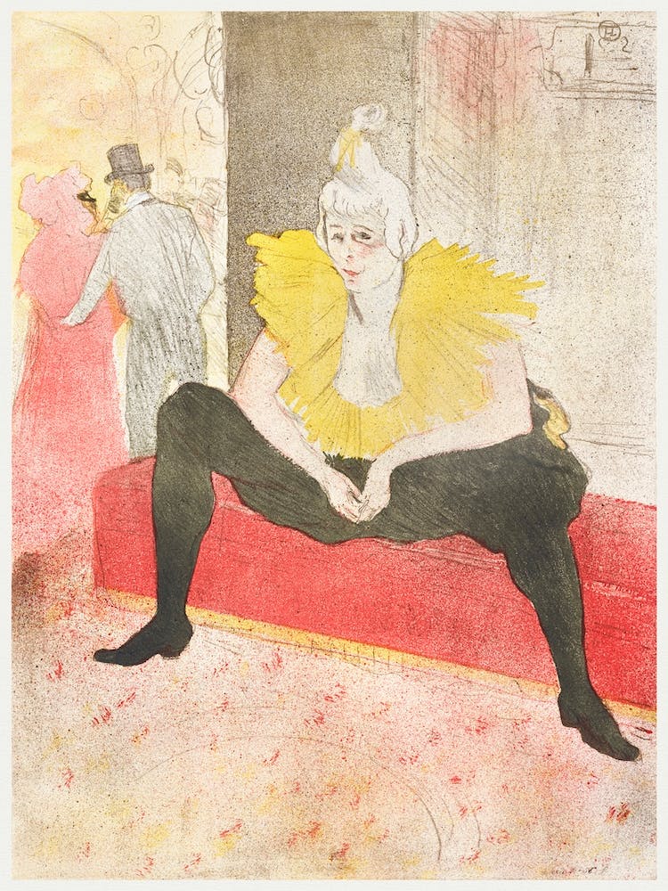 The Seated Clowness (Miss Cha U Kao), (1896), Henri de Toulouse-Lautrec