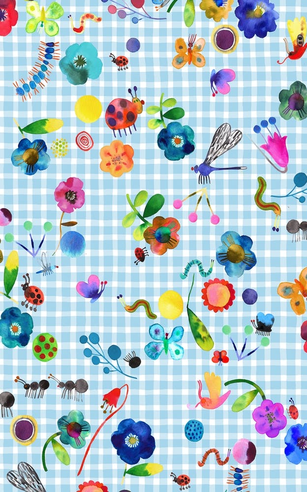 Kleine Käfer Gingham Blau