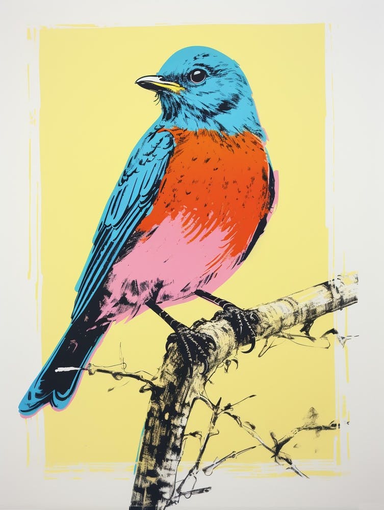 Style Andy Warhol Oiseau Eastern Bluebird 4