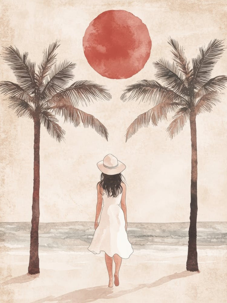 Woman Walking On The Beach 5