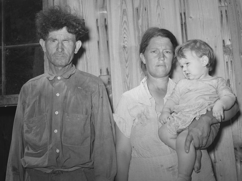 Agricultural Day Laborer, Former Oil Field Worker And Miner, With His Wife And Baby, Mcintosh County, Oklahoma