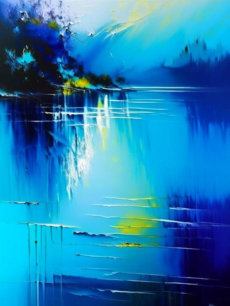 Blue Lake Landscapes Waterscape Bright Abstract 2