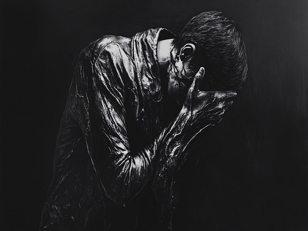 Homme Se Tenant la Tête