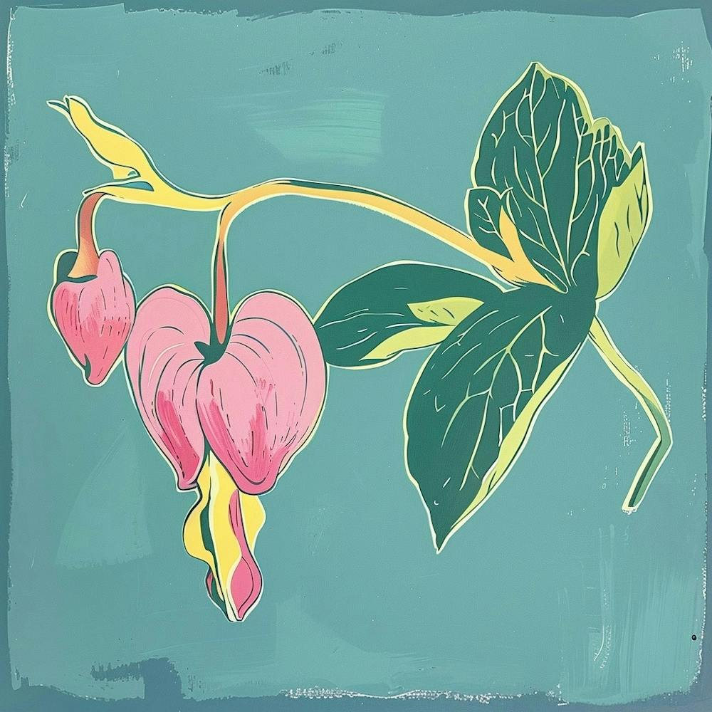 Bleeding Heart Square Flower Illustration