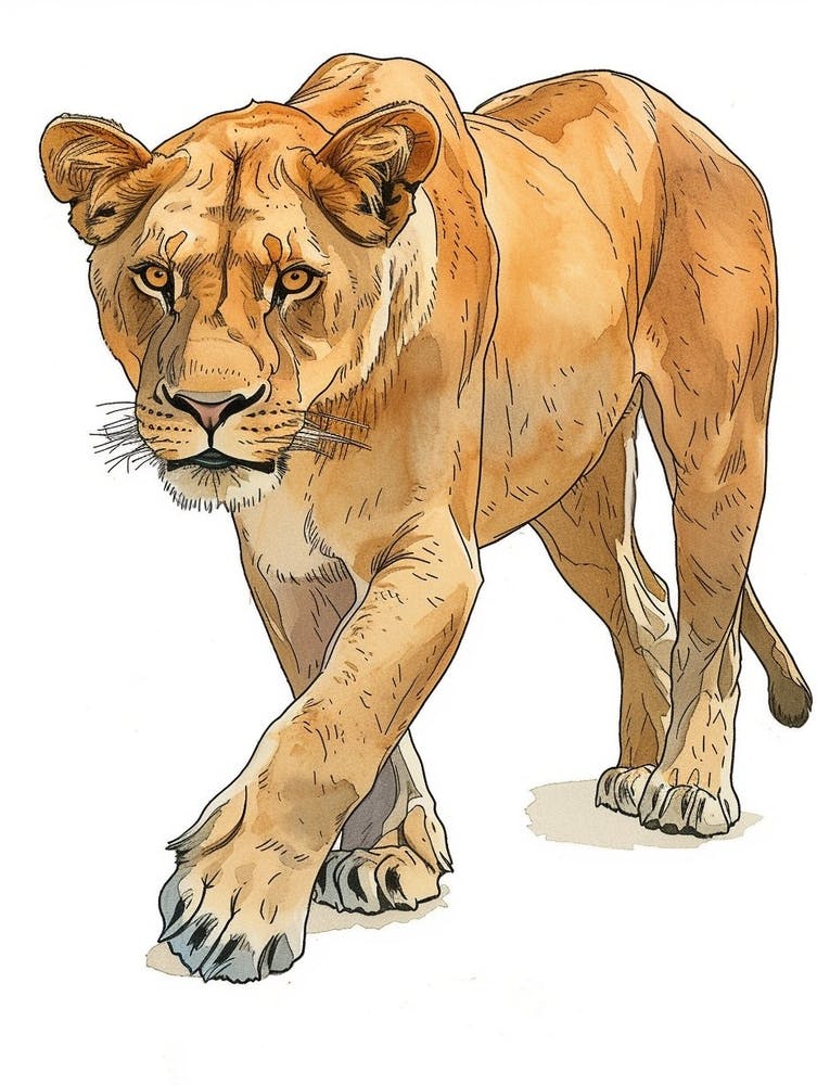 Barbary Lioness On The Prowl Clipart 3