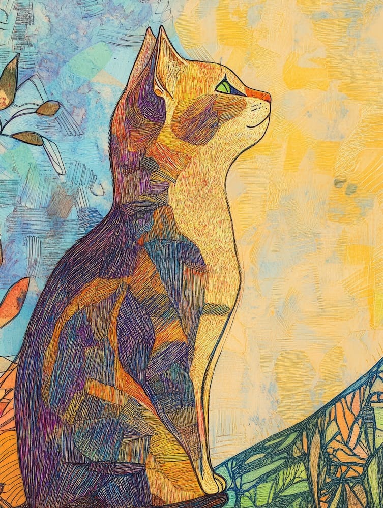 Katze auf einem Felsen sitzend