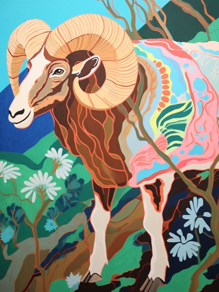 Maximalist Animal Painting Ram 2