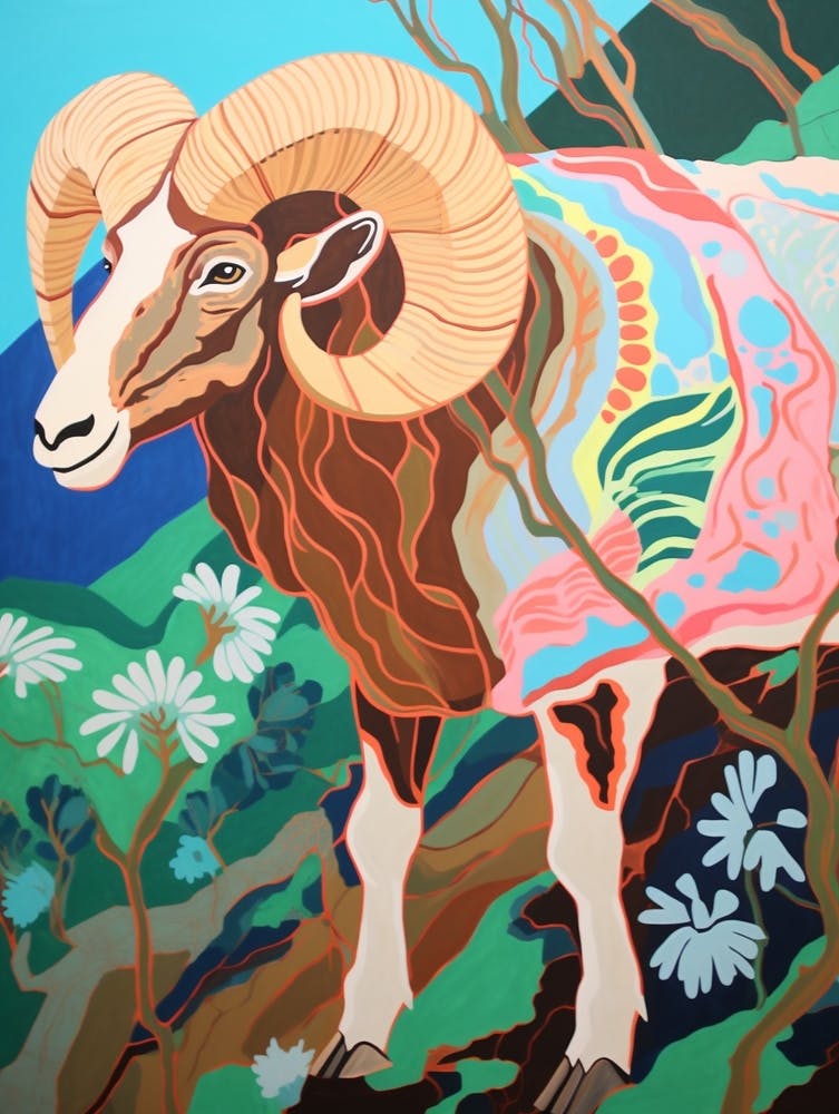 Maximalist Animal Painting Ram 2