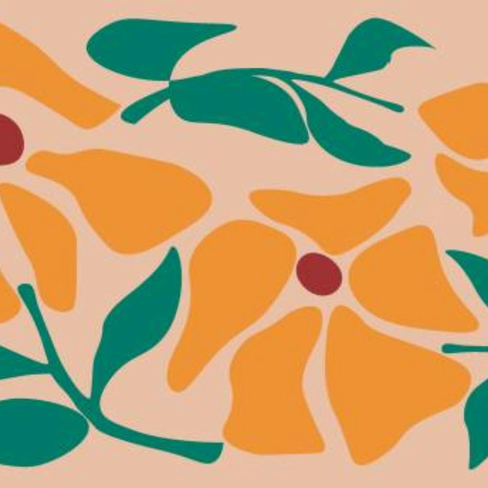 Orange Flowers On A Beige Background